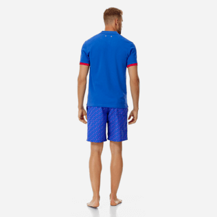 Uomo Altri Unita - Polo uomo in piquet di cotone tinta unita, Blu mare backworn Uomo Altri Unita - Polo uomo in piquet di cotone tinta unita, Blu mare backworn