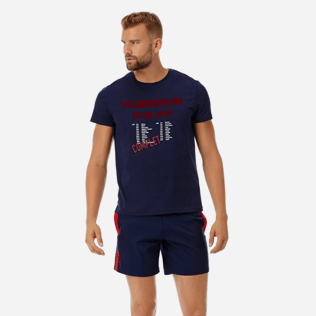 Men Others Printed - Men Cotton T-Shirt Vilebrequin Tour, Navy frontworn Men Others Printed - Men Cotton T-Shirt Vilebrequin Tour, Navy frontworn