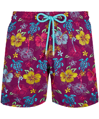 Men Classic Embroidered - Men Swimwear Embroidered Tropical turtles - Limited Edition, Kerala front view