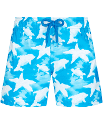 男童 Short classic 印制 - 男童 Clouds 超轻易收纳泳装, Hawaii blue 正面图