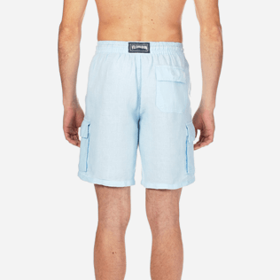 Men Others Solid - Men Cargo Linen Bermuda Shorts Solid, Sky blue supp2 Men Others Solid - Men Cargo Linen Bermuda Shorts Solid, Sky blue supp2
