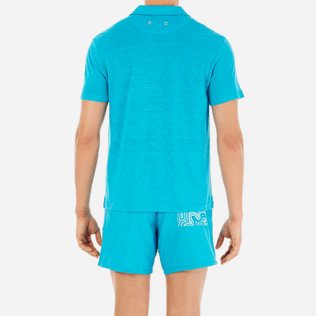 Men Others Solid - Solid Linen jersey polo, Curacao supp2 Men Others Solid - Solid Linen jersey polo, Curacao supp2