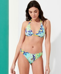 Mujer Braguitas Estampado - Braguita de bikini de talle medio con estampado Kaleidoscope para mujer, Laguna vista frontal desgastada