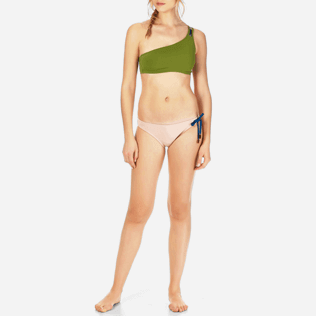 Women Asymmetrical Solid - Women Asymmetric Bikini Top Neoprene, Moss frontworn Women Asymmetrical Solid - Women Asymmetric Bikini Top Neoprene, Moss frontworn