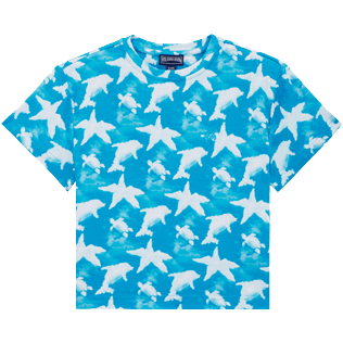 Garçons AUTRES Imprimé - T-shirt en coton garçon Clouds, Bleu hawai vue de face