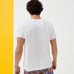 Hombre Autros Estampado - Camiseta de algodón con estampado Octopus Band para hombre, Blanco vista trasera desgastada