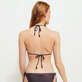 Women Triangle Solid - Women Triangle Bikini Top Changeant Shiny, Burgundy back worn view