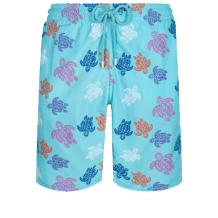 Herren Klassische lange Bedruckt - Lange Ronde des Tortues Indies Badeshorts für Herren, Lazulii blue front Herren Klassische lange Bedruckt - Lange Ronde des Tortues Indies Badeshorts für Herren, Lazulii blue front