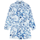 Women Others Printed - Women Linen Shirt Dress Cherry Blossom, Sea blue front view