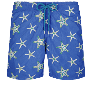 Herren Bestickte Bestickt - Starfish Dance Badeshorts mit Stickerei für Herren – Limitierte Serie, Purple blue Vorderansicht