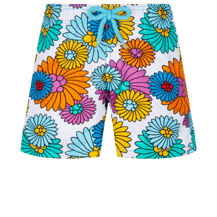 Boys Others Printed - Boys Swim Trunks Marguerites, White front view