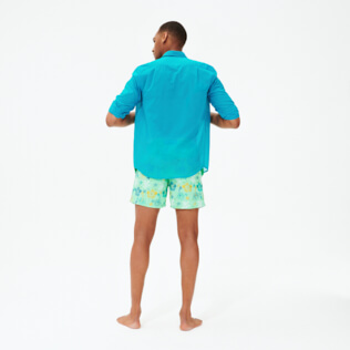 Autros Liso - Camisa en gasa de algodón de color liso unisex, Azurin backworn Autros Liso - Camisa en gasa de algodón de color liso unisex, Azurin backworn