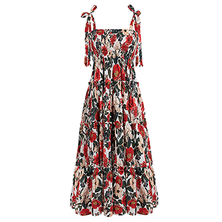 Women Others Printed - Women Cotton Dress Skirt Tropical Blooms, White front Women Others Printed - Women Cotton Dress Skirt Tropical Blooms, White front