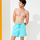 Men Classic Solid - Men Swim Trunks Solid, Lazulii blue front worn view