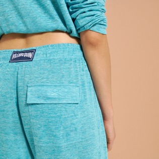 Unisex Linen Jersey Pants Solid Heather azure detalles vista 5