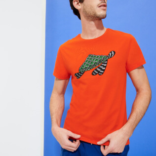 Uomo Altri Stampato - T-shirt uomo in cotone Turtle Swim, Nespola dettagli vista 2