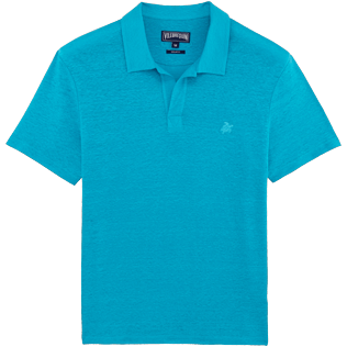 Men Others Solid - Solid Linen jersey polo, Curacao front Men Others Solid - Solid Linen jersey polo, Curacao front