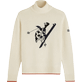 Men Wool Turtleneck Jacquard Sweater Off white front view