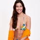 Mujer Fitted Estampado - Top de bikini con estampado Marguerites para mujer, Blanco detalles vista 2