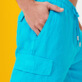 Hombre Autros Liso - Bermudas tipo cargo en lino de color liso para hombre, Celeste detalles vista 4