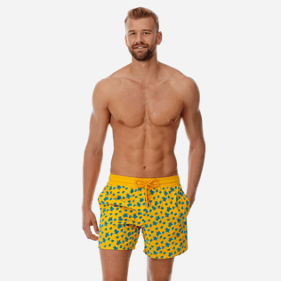 Men Classic Printed - Men swimtrunks Flocked Micro Ronde Des Tortues, Mango frontworn Men Classic Printed - Men swimtrunks Flocked Micro Ronde Des Tortues, Mango frontworn