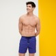 Men Ultra-light classique Solid - Men Swim Trunks Solid Bicolore, Purple blue front worn view