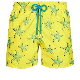 Men Classic Embroidered - Men Swim Trunks Embroidered 1997 Starlettes - Limited Edition, Lemon front view