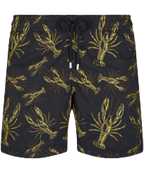 Men Embroidered Swim Shorts Lobsters - Limited Edition Black front view