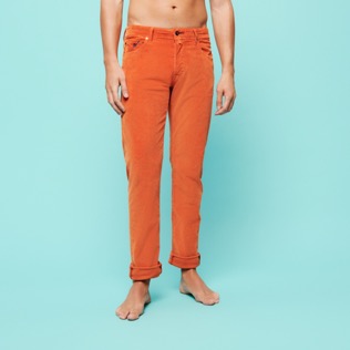 Hombre Autros Liso - Pantalón recto de terciopelo con cinco bolsillos para hombre, Rust detalles vista 2