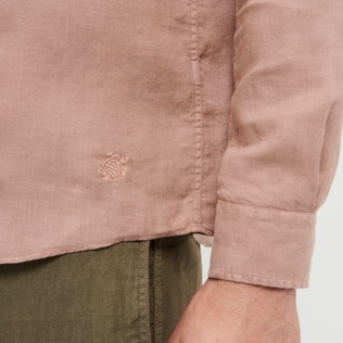 Hombre Autros Liso - Camisa de lino con tinte natural para hombre, Dew detalles vista 2