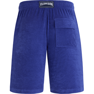 Men Others Solid - Unisex Terry Bermuda Solid, Purple blue back view