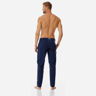 Men Others Solid - Men Twill Stretch Cotton Pants Massimo Vitali, Navy backworn Men Others Solid - Men Twill Stretch Cotton Pants Massimo Vitali, Navy backworn