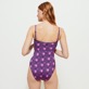 Women One piece Printed - Women Bustier One-piece Swimsuit Hypno Shell, Navy back worn view