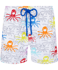 Men Swim Trunks Embroidered Multicolore Medusa - Limited Edition White front view