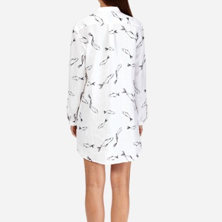 Donna Altri Ricamato - Camicia donna in lino con colletto rigido e ricamo Fish Dance, Bianco supp2 Donna Altri Ricamato - Camicia donna in lino con colletto rigido e ricamo Fish Dance, Bianco supp2