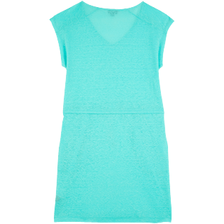 Picture of Women Others Solid - Women Short Linen jersey Dress Solid, Lagoon back view Picture of Women Others Solid - Women Short Linen jersey Dress Solid, Lagoon back view