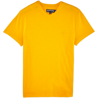Hombre Autros Liso - Camiseta lisa con cuello de pico en tejido de algodón brillante, Curcuma front Hombre Autros Liso - Camiseta lisa con cuello de pico en tejido de algodón brillante, Curcuma front