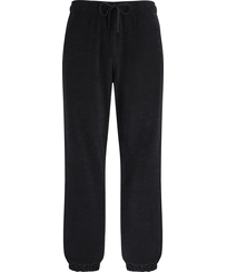 Unisex Terry Pants Solid Black front view