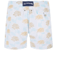 Men Classic Embroidered - Men Swim Trunks Embroidered Iridescent Flowers of Joy - Limited Edition, White back view