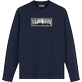 Herren Andere Bestickt - Langärmeliges, besticktes Moutain Patch T-Shirt aus Baumwolle für Herren, Marineblau Vorderansicht