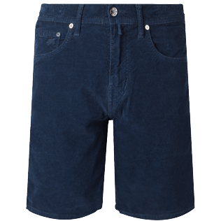 Men Others Solid - Men Velvet Bermuda 5 Pockets, Navy front Men Others Solid - Men Velvet Bermuda 5 Pockets, Navy front