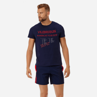 Men Others Printed - Men Cotton T-Shirt Vilebrequin Tour, Navy frontworn Men Others Printed - Men Cotton T-Shirt Vilebrequin Tour, Navy frontworn