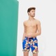 Men Ultra-light classique Printed - Men Swim Trunks Ultra-light and packable 2019 Watercolor Turtles, Sea blue front worn view