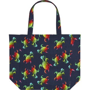 Fitted Printed - Tote bag Tortues Rainbow Multicolor - Vilebrequin x Kenny Scharf, Navy back view