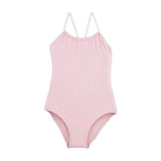 Niñas Autros Liso - Bañador de una sola pieza bicolor con estampado Jacquard Turtles Scales, Peony front Niñas Autros Liso - Bañador de una sola pieza bicolor con estampado Jacquard Turtles Scales, Peony front