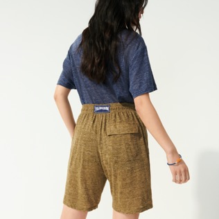 Men Others Solid - Unisex Linen Bermuda Shorts Solid, Pepper heather details view 7