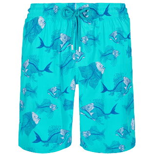 Men Long classic Printed - Men Swimwear Long Stretch 2018 Prehistoric Fish, Azure front view