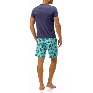 Hombre Autros Liso - Camiseta lisa con cuello de pico en tejido de algodón brillante, Azul marino backworn Hombre Autros Liso - Camiseta lisa con cuello de pico en tejido de algodón brillante, Azul marino backworn