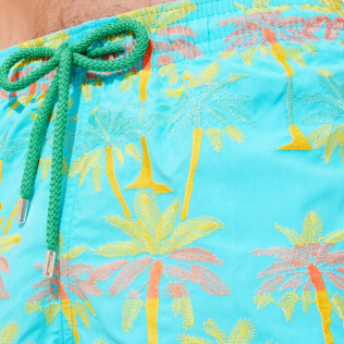 Hombre Clásico Bordado - Bañador con bordado 1990 Striped Palms para hombre - Edición limitada, Lazulii blue supp1 Hombre Clásico Bordado - Bañador con bordado 1990 Striped Palms para hombre - Edición limitada, Lazulii blue supp1