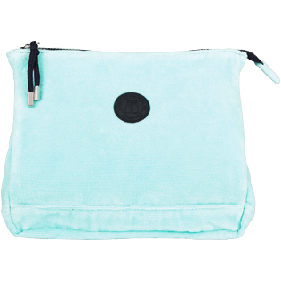 Others Solid - Zipped Beach pouch in Terry Cloth Solid Jacquard, Lagoon front Others Solid - Zipped Beach pouch in Terry Cloth Solid Jacquard, Lagoon front